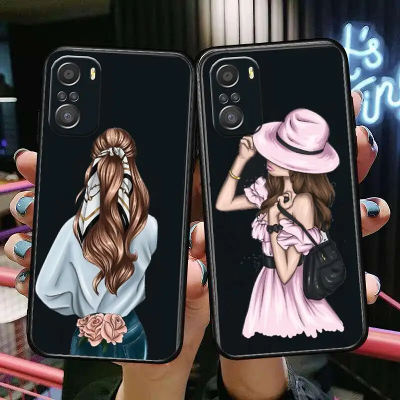 

fashion girl Phone Case For xiaomi mi 11 Lite pro Ultra 10s 9 8 MIX 4 FOLD 10T 5g Black Cover Silicone Back Prett