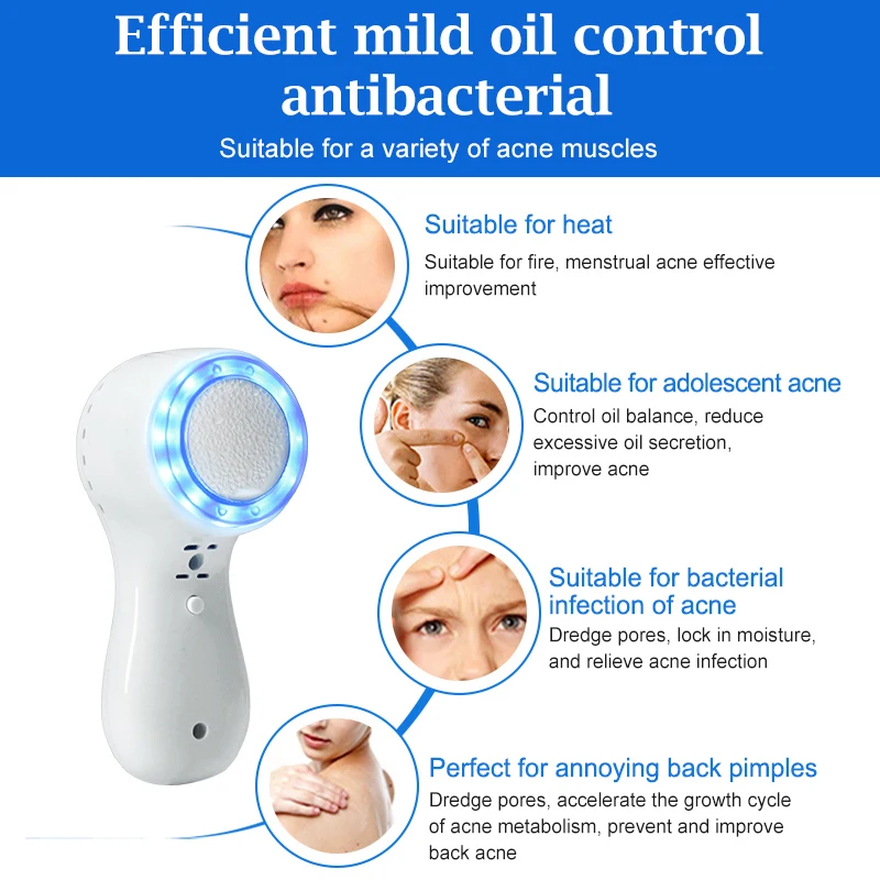 Skin Care Device Hot Cold Hammer Facial Skin Lifting Tighten Beauty Machine Skin Tag Removal Led Red Blue Light Rejuvenation Massage Device