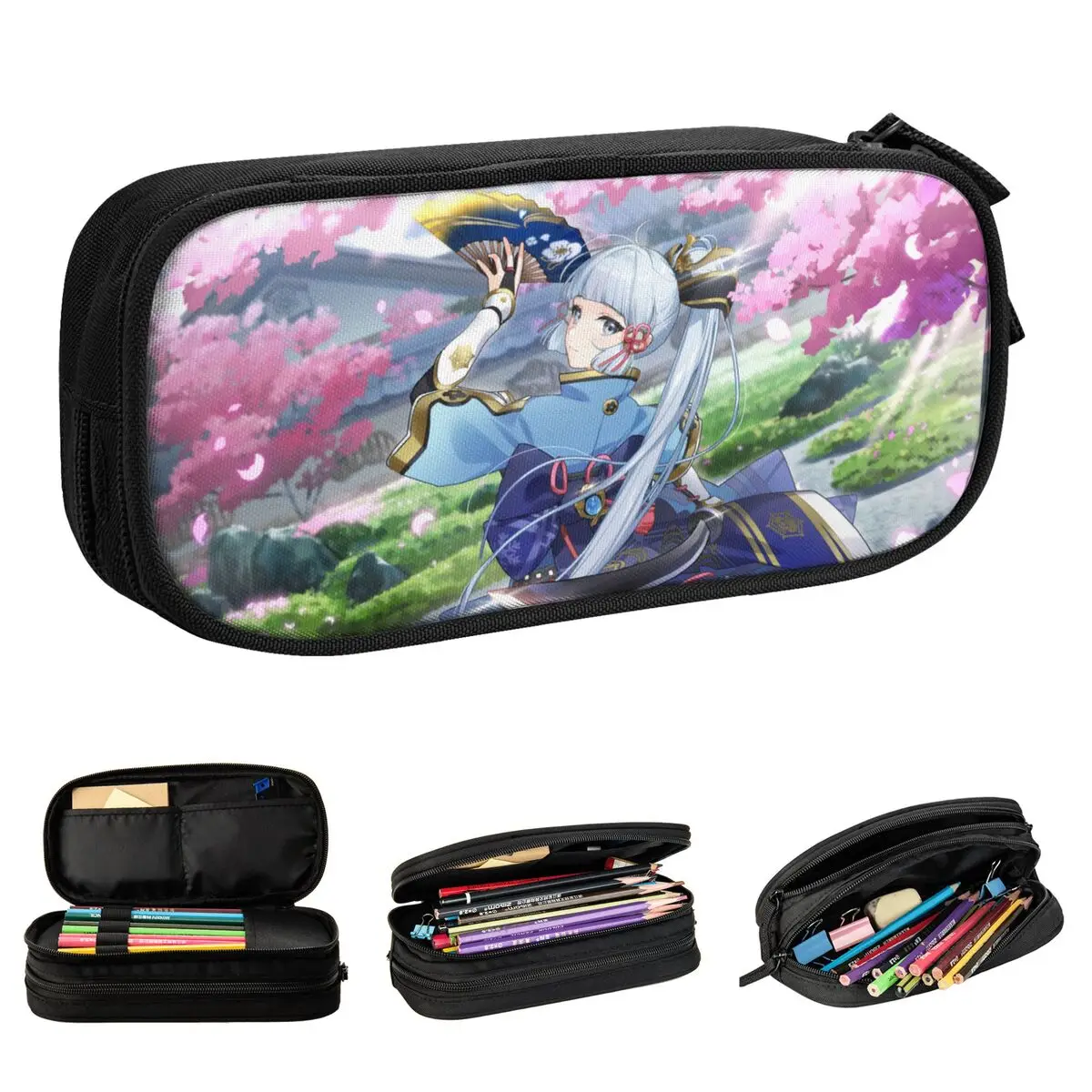 

Kamisato Ayaka Inazuma Pencil Case Genshin Impact Anime Pencil Pouch Pen Holder for Girls Boys Bag Students School Stationery