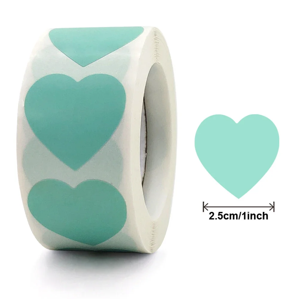 Round Heart Handmade Stickers - 1-inch Black, White, and Pink Paper Decorations for Scrapbooking and Gifts