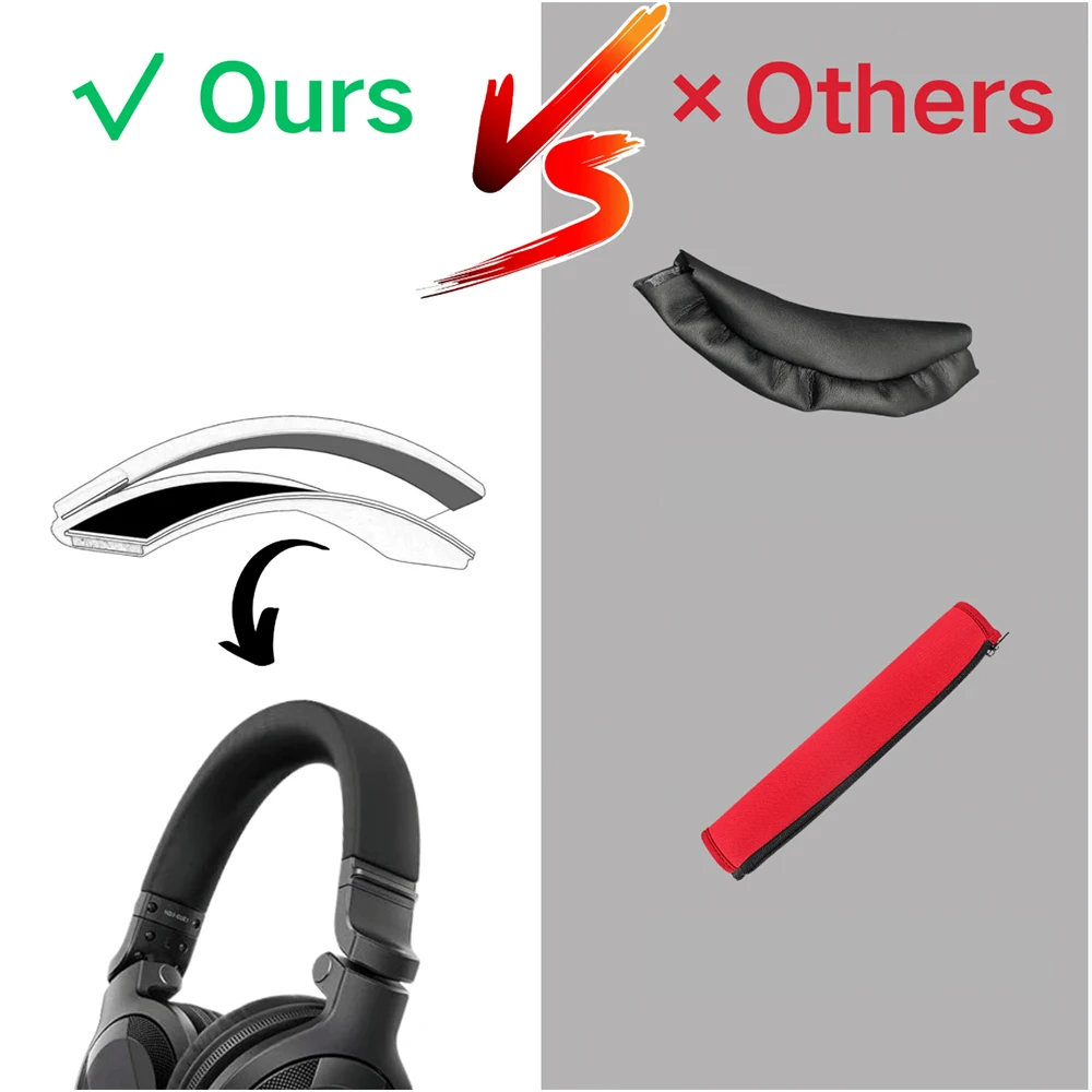 For HDJ-CUE1 Headband Cushion Headphone - Comfortable Pad for Pioneer DJ Headphones Head Band