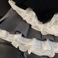 Ruffles Black Mini Skirt Women Korean Patchwork Pleated Skirts Japanese Kawaii High Waist All Match A Line Skirt New - Image 4