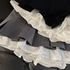 Ruffles Black Mini Skirt Women Korean Patchwork Pleated Skirts Japanese Kawaii High Waist All Match A Line Skirt New 4