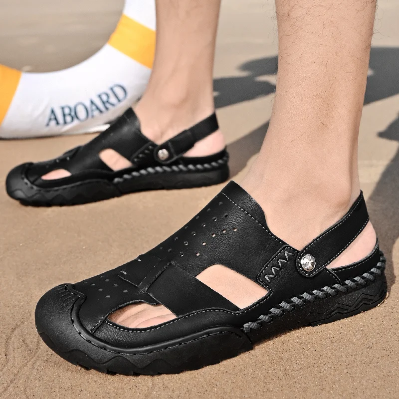 Mens Outdoor Sports Summer Shoes Low Heel Sliders Sandals Summer Men's Beach Shoes_voghion.com