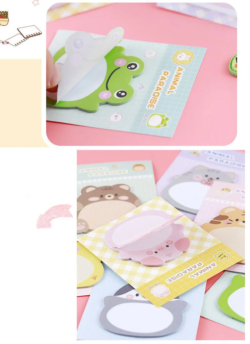 1 Stück Lytwtw's selbstklebende Kawaii-Cartoon-Tiere, Haftnotizen, Notizblock, Notizblock, Büro, Schulbedarf, Schreibwaren-Aufkleber – Detail 6