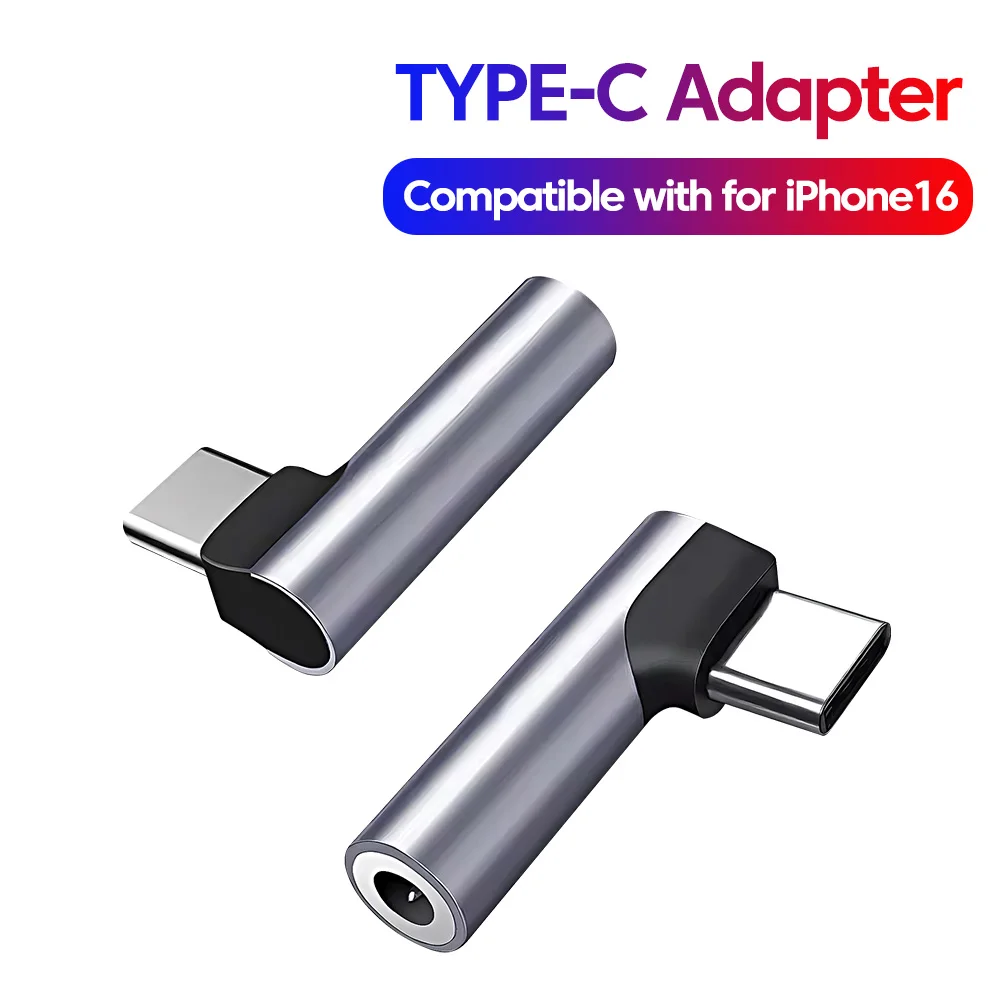 Elbow Type C to 3.5mm Jack Audio and Headphone Adapter with Voice Call Support