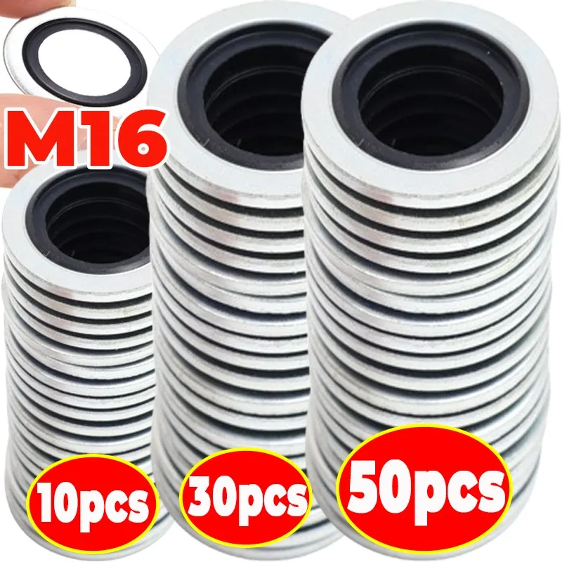 Car Oil Pan Drain Gasket Kit Drainage Bolt Pad Rubber Oil Drain Plug Gasket Replaceable Washer Seal Set 10-50PCS M16
