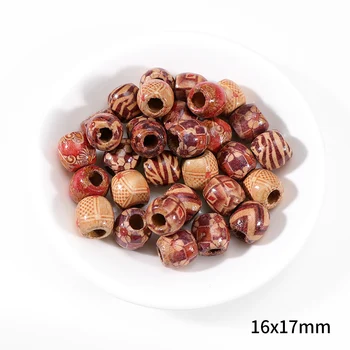 50/100pcs Mixed Patterned Wooden Beads 1