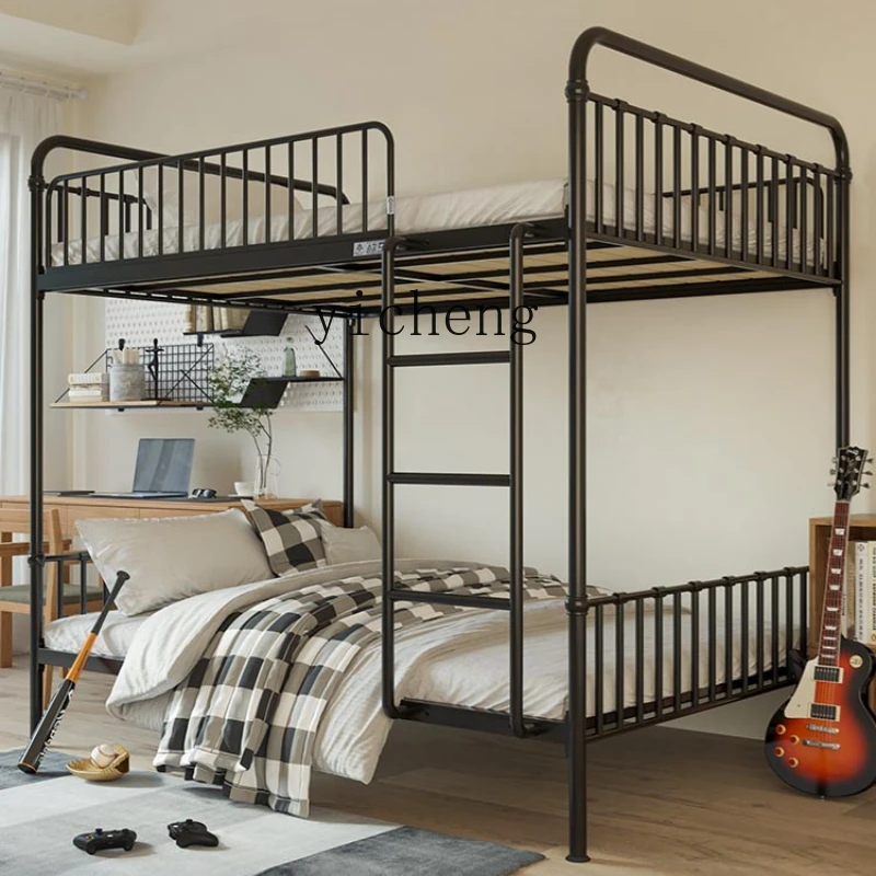 

Tqh Canopy Bed Upper and Lower Bunk Iron Double Layer High and Low Metal Staggered Dormitory Iron Bed Double Iron Bed