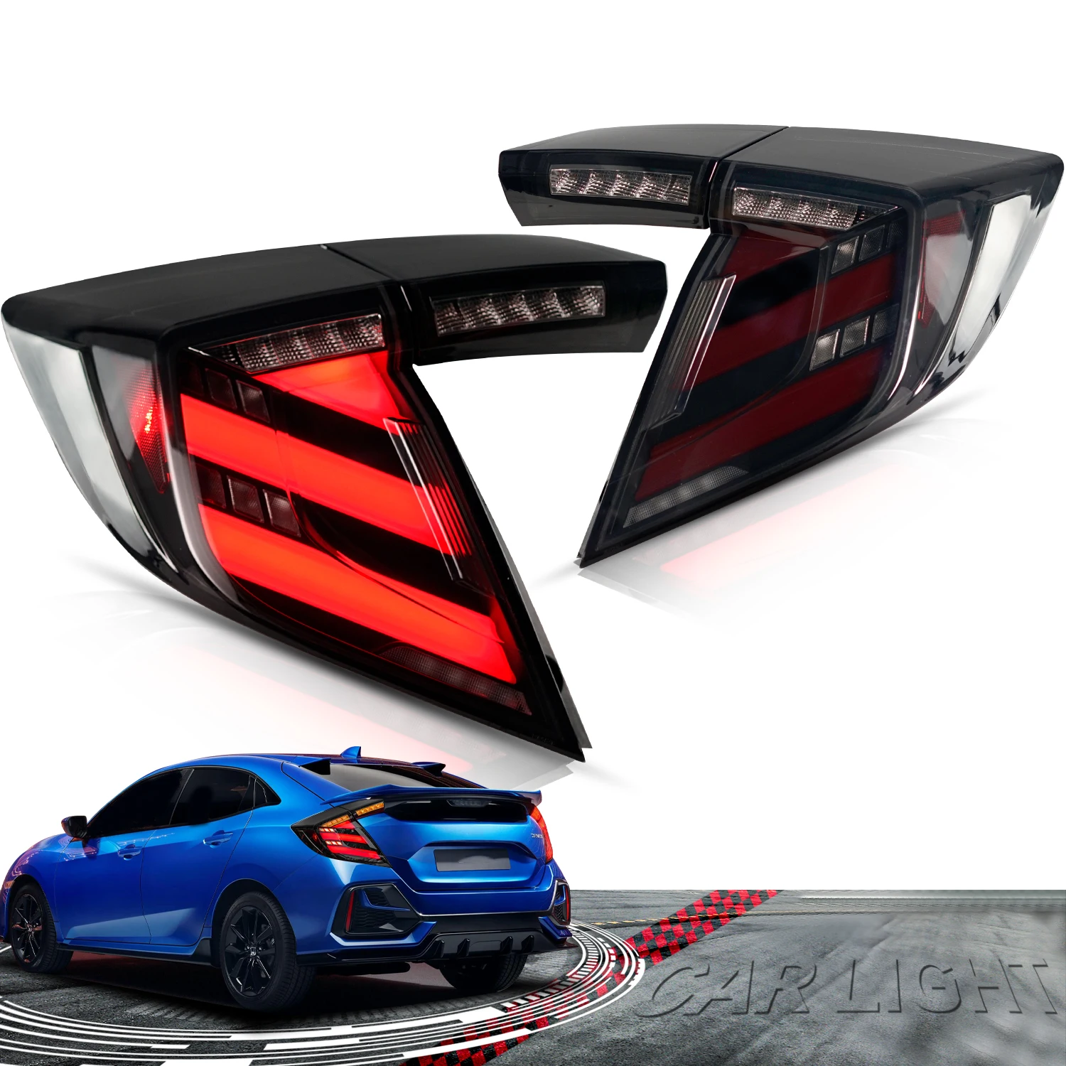 

RTS LED Rücklicht baugruppe Für Civic Hatchback Auto Rücklicht der 10. Generation mit dynamisch fließenden Lichtern für Civic Fk