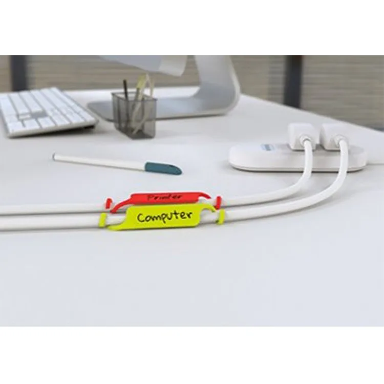 20개 케이블 라벨 쓰기 가능 컬러 케이블 식별 스티커 자체 접착식 쓰기 가능 분류 스트랩 관리 장치
