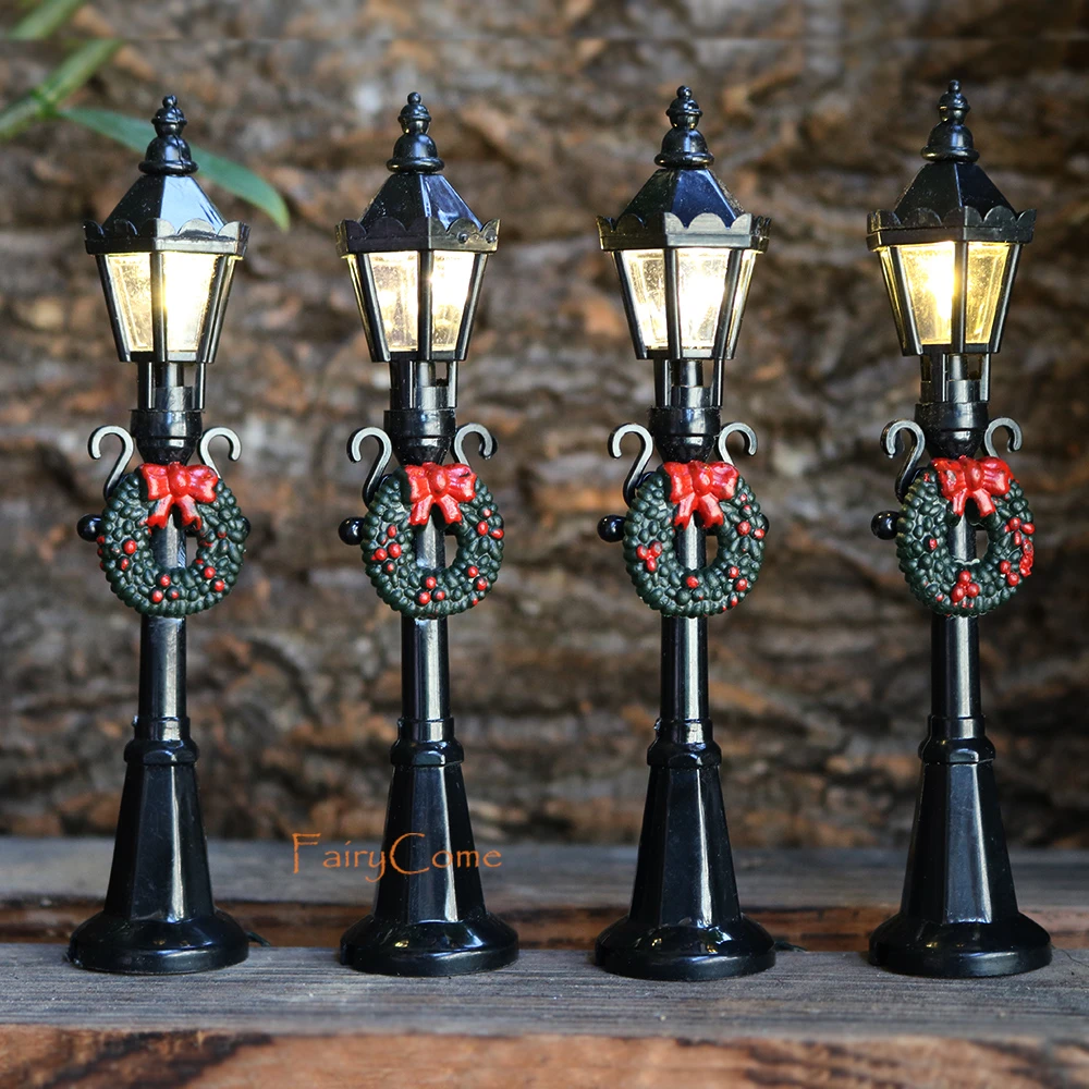 conservatief kalkoen beginnen Miniature Christmas Street Lamp Post LED Lights for Christmas Village  Decoration Mini Figurine Ornament Garden Accessories|Figurines &  Miniatures| - AliExpress