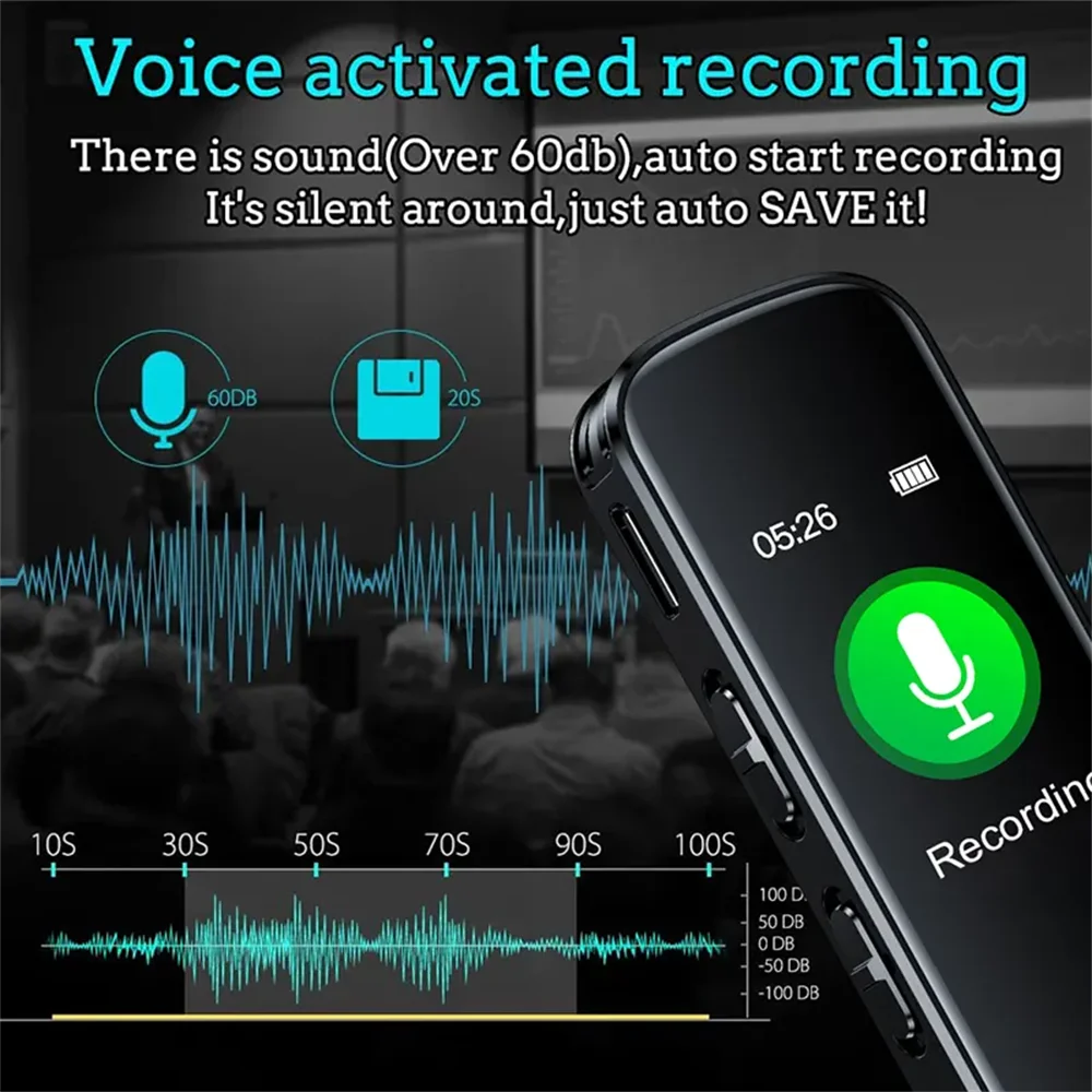 M12 16GB 0.96inch IPS screen Digital Voice Recorder for Lecture Meeting,3072kbps HD Audio Dictaphone with Built-in Speaker