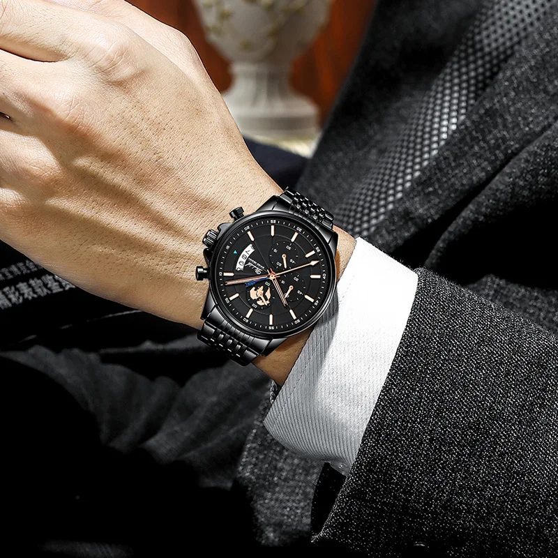 Ultra-Thin Men Watches Stainless Steel Mesh Belt Luxury Quartz Wristwatch Men Mesh Band Casual Luminous Clock Reloj Hombre