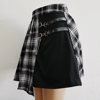 Womens Harajuku Punk Irregular Mini Pleated Skater Skirt Asymmetric Cutout High Waist Hip Hop Clubwear gothic harajuku skirt - Image 5