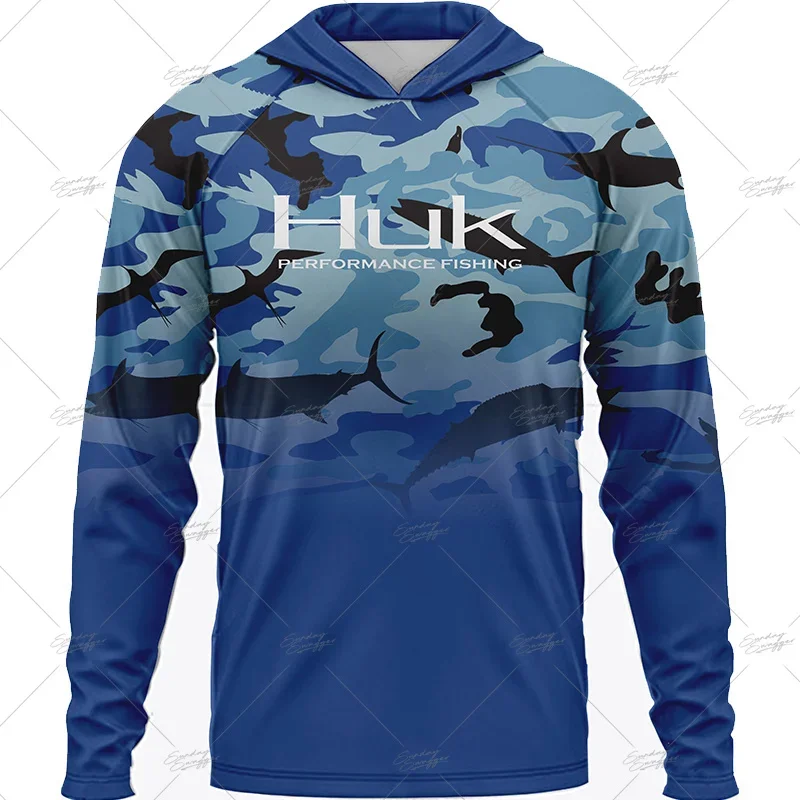 

Summer HUK Fishing Hoodie Men's Clothes Breathable Long Sleeve Fishing Jersey Sun Protection Camouflage Fishing Shirts