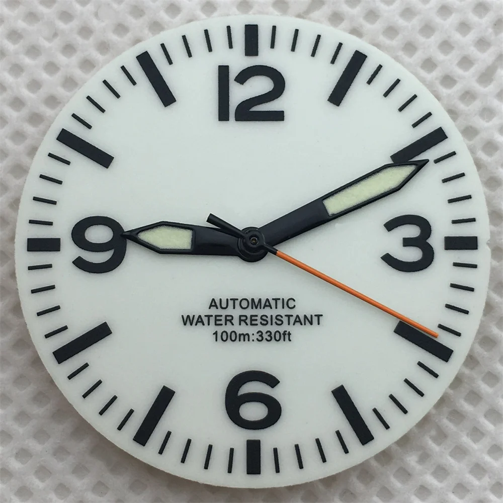 29mm Black and White Full Luminous Dial with Green Luminescence
