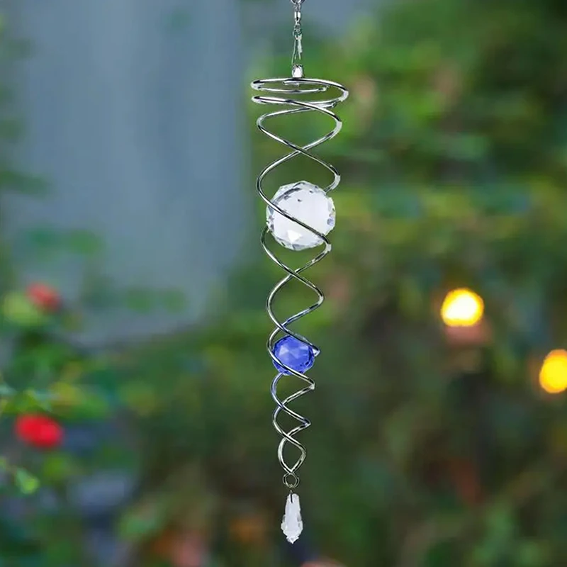 Solar Wind Spinner Decorative Spiral Gazing Ball Tail Stabilizer Hanging Crystals