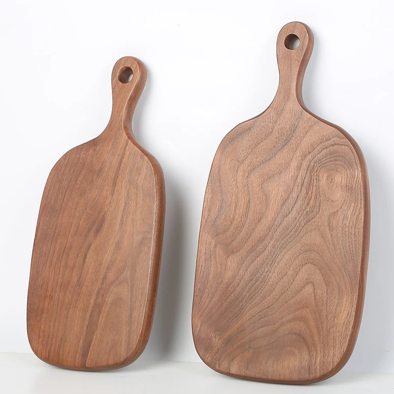 Japanese Wooden Cutlery and Plates Black Walnut Solid Wood Pizza Plate Kitchen Dining Plate Set Wooden Steak