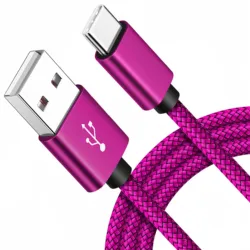 Nylon Braided USB A to Type C High - Speed Fast Charging Cable, Available in 5 or 10 Pack - 1m 5pcs (Rose red)