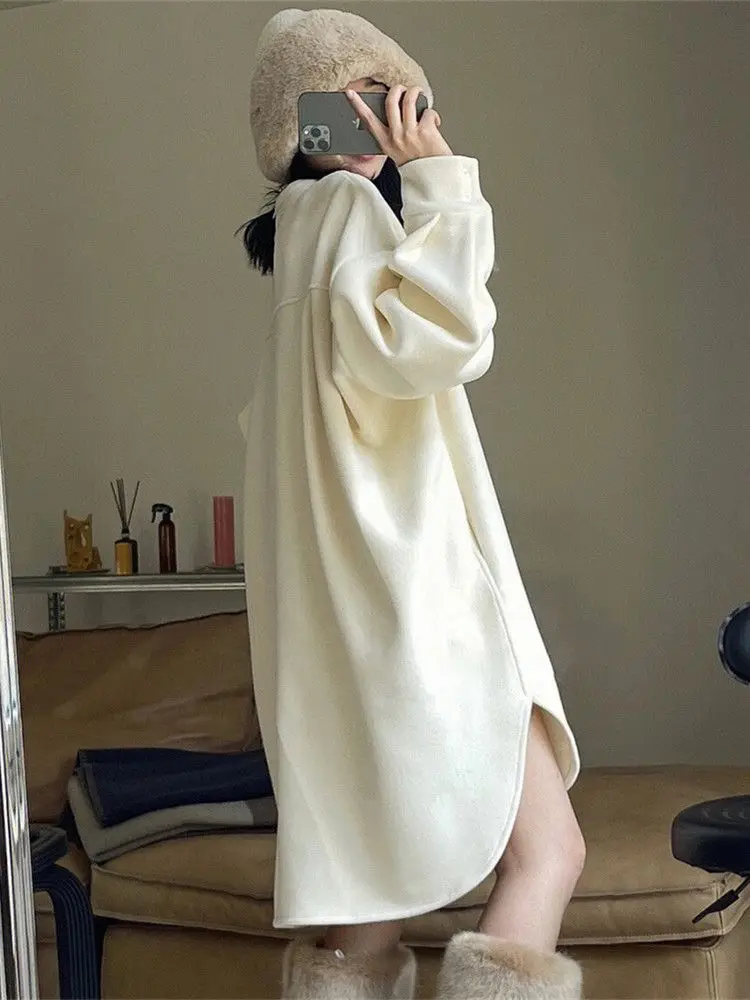 Plus Size 6XL 150KG Felpe con cappuccio e felpe per donna Autunno Inverno Felpa in pile caldo e spesso Solido Streetwear Pullover allentati_voghion.com