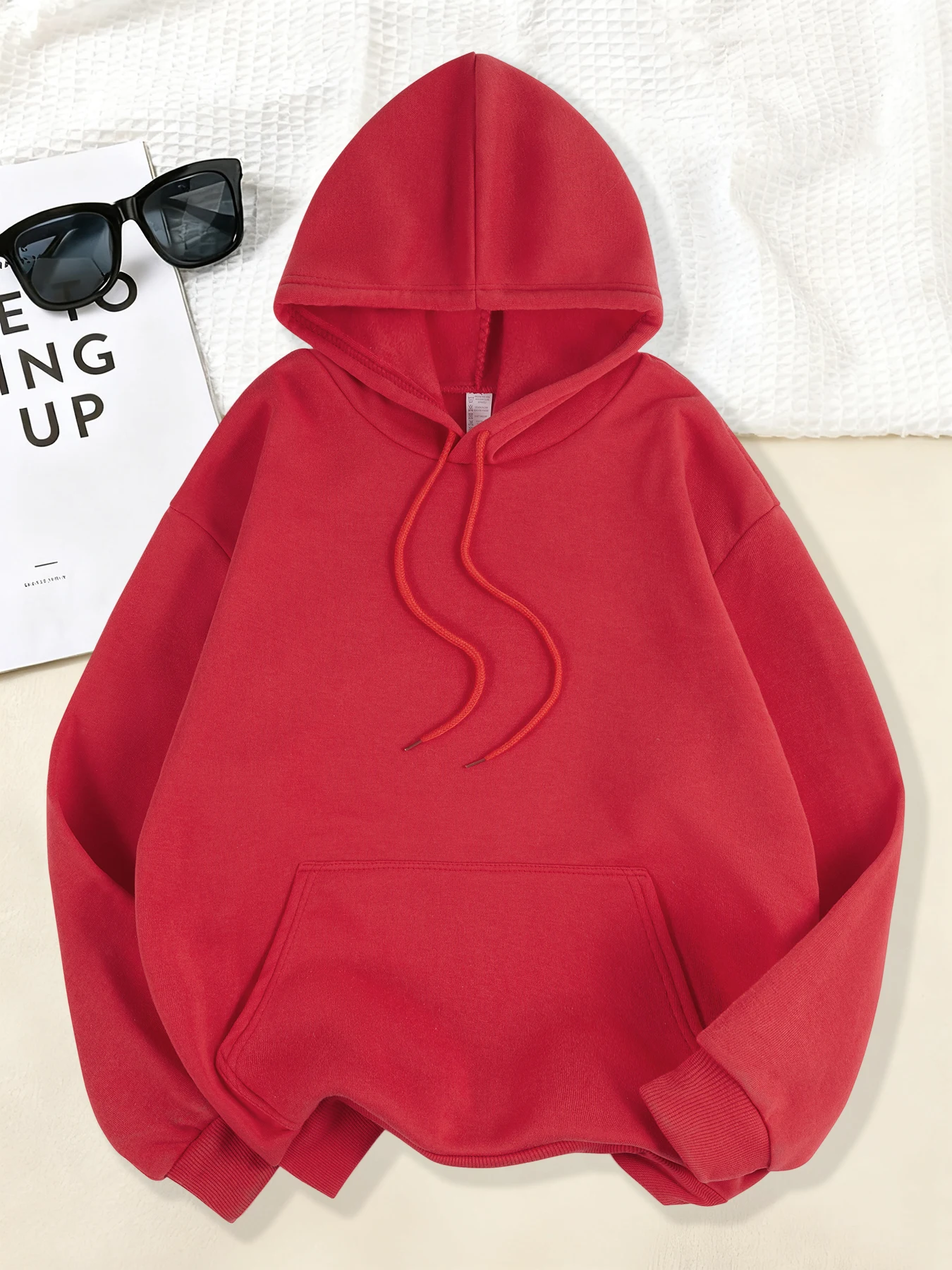 بلوفرات الخريف والشتاء المرأة البلوز مريح الصلبة هوديي الصوف ملابس عصرية الشارع لينة ملابس رياضية ملابس علوية دافئة غير رسمية