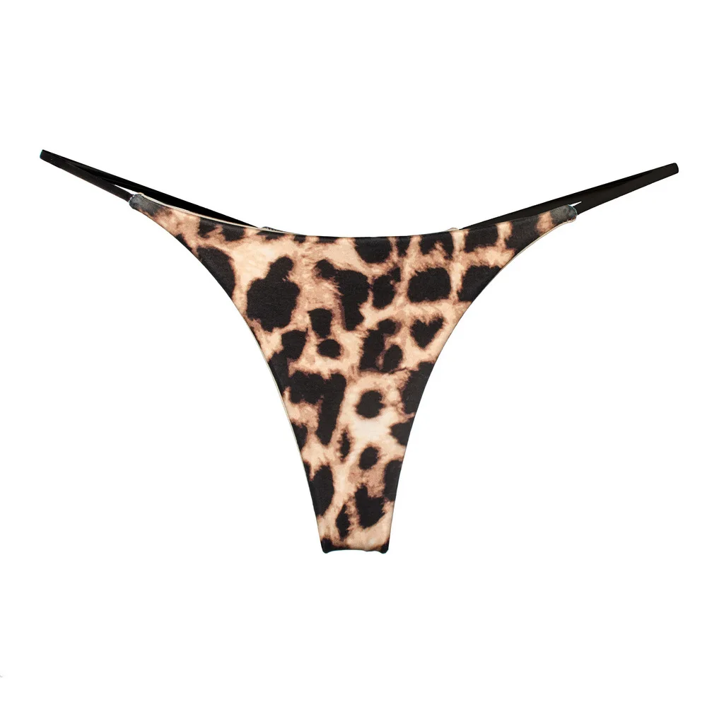 Hot Selling Double Layer Thin Belt Sexy Thong Low Waisted Leopard Print Beach Zebra Print Bikini Cotton Women's Underwear
