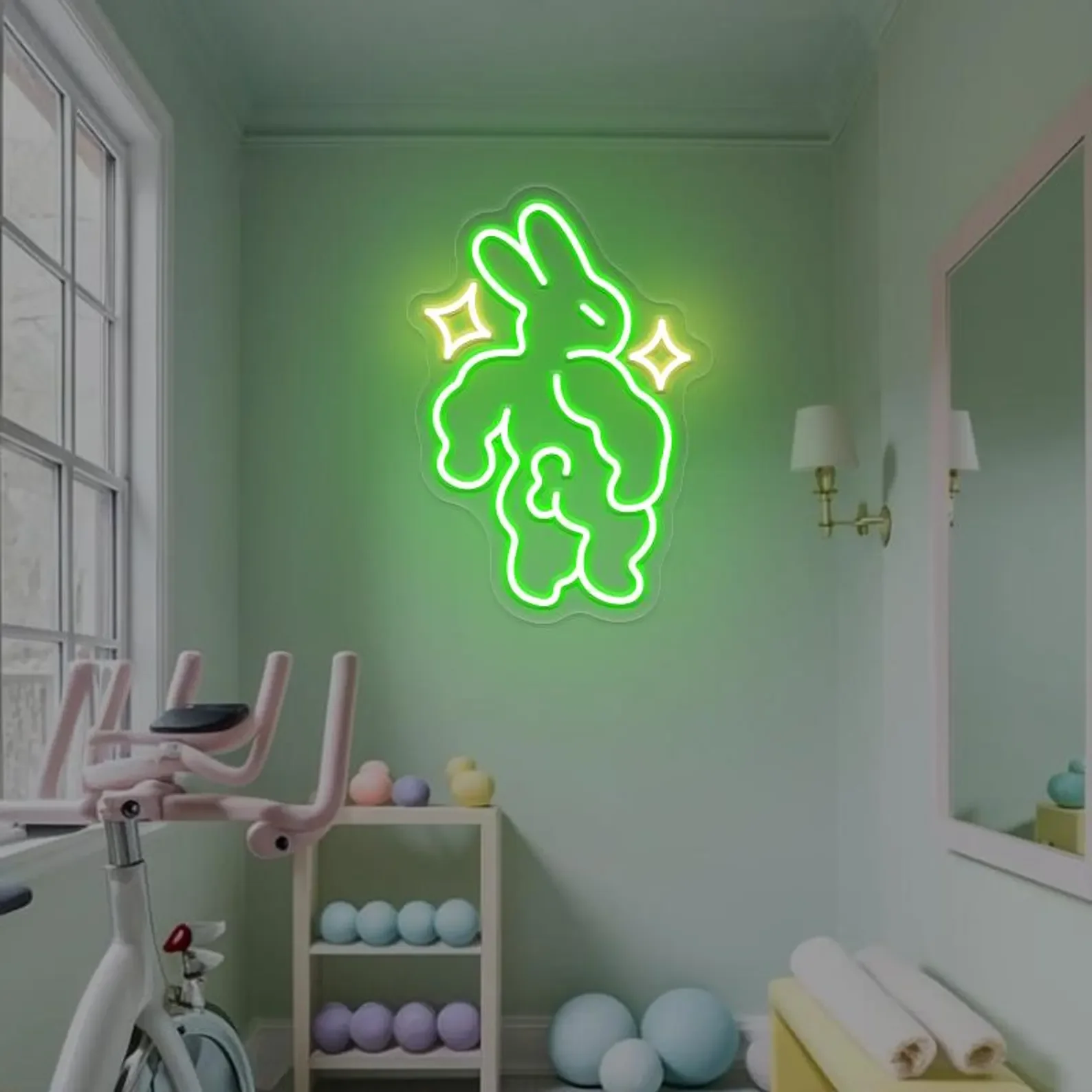 강한 토끼 네온 사인, 재미 있은 체육관 근육 토끼 네온 사인, 부활절 피트니스 토끼, 체육관 룸 네온 장식, 피트니스 클럽 아트 장식