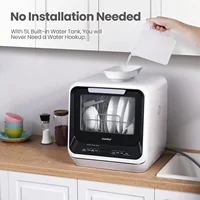 Portable Mini Dishwasher Countertop with 5L Built-in Water Tank for Apartments& RVs, No Hookup Needed, 6 Programs, 360° 2