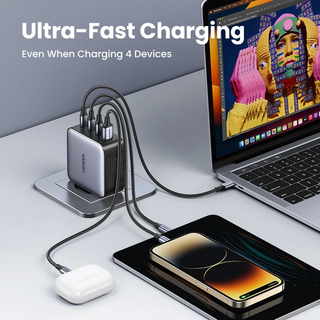 UGREEN 100W GaN Charger USB C PD Fast Charger QC4.0 3.0 Quick Charge Phone Charger For iPhone 16 15 14 Pro Macbook Laptop Tablet 3