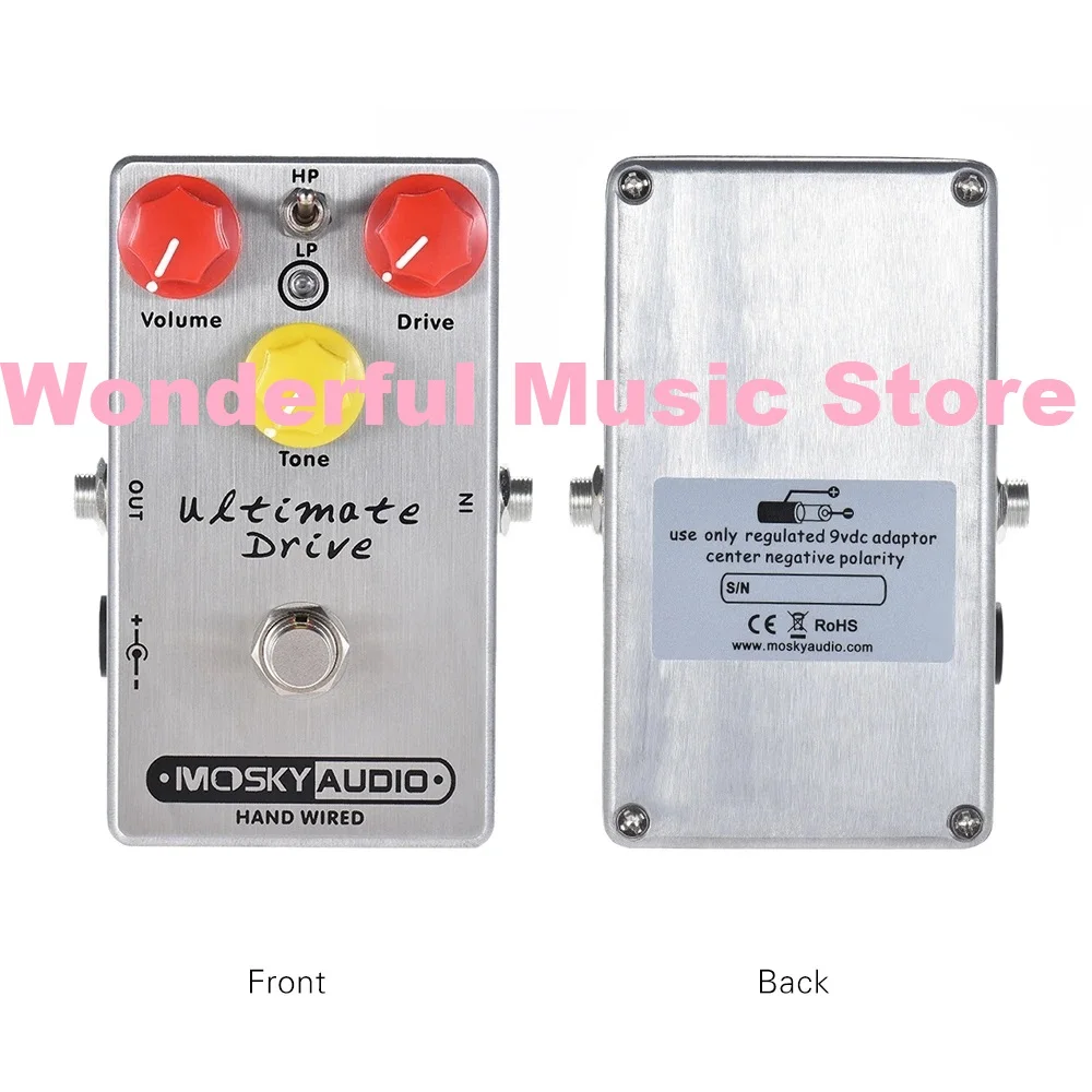 

Педаль для гитары Mosky с эффектами, потрясающий привод, овердрайв, бас, настоящий байпас, полностью металлический корпус ручной работы, истинное байпас для музыки