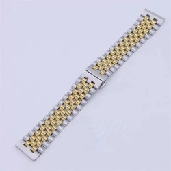 Premium High - Quality 316 Stainless Steel Solid Watch Band Strap - 22mm (Silver Gold)