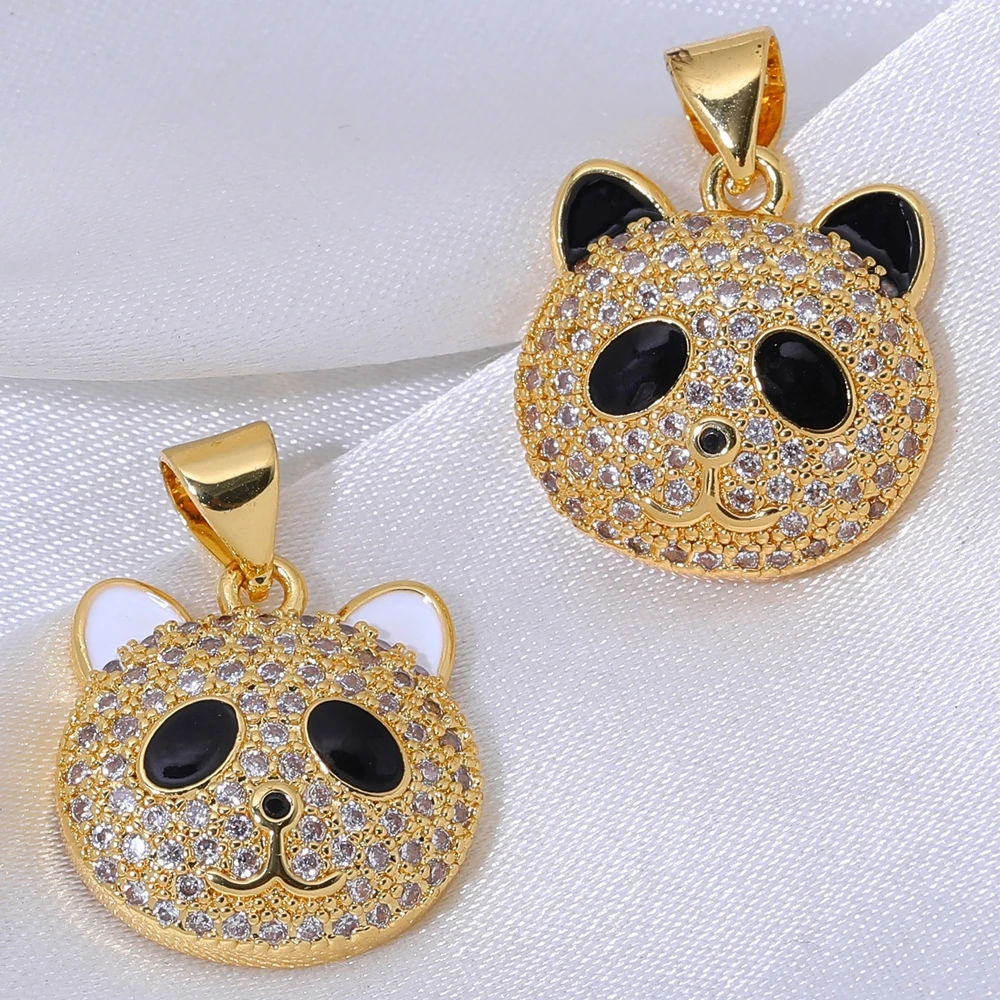 Juya handgemachte 18 Karat echt vergoldet Zirkonia Tier Bär Panda Liebe Herz Charms für DIY Mode Anhänger Schmuck herstellung – Detail 15