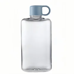 Transparent BPA - Free Flat Water Bottle - Crystal Clear Plastic Sports Drinkware, Perfect for Milk and Juice, Ideal Birthday Gift (Blue)