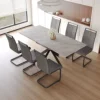 62.4" extendable 78.15" dining Table Set for 6-8 Person for Dining Room,C-shaped Tube Soft padded armless dining chair 1