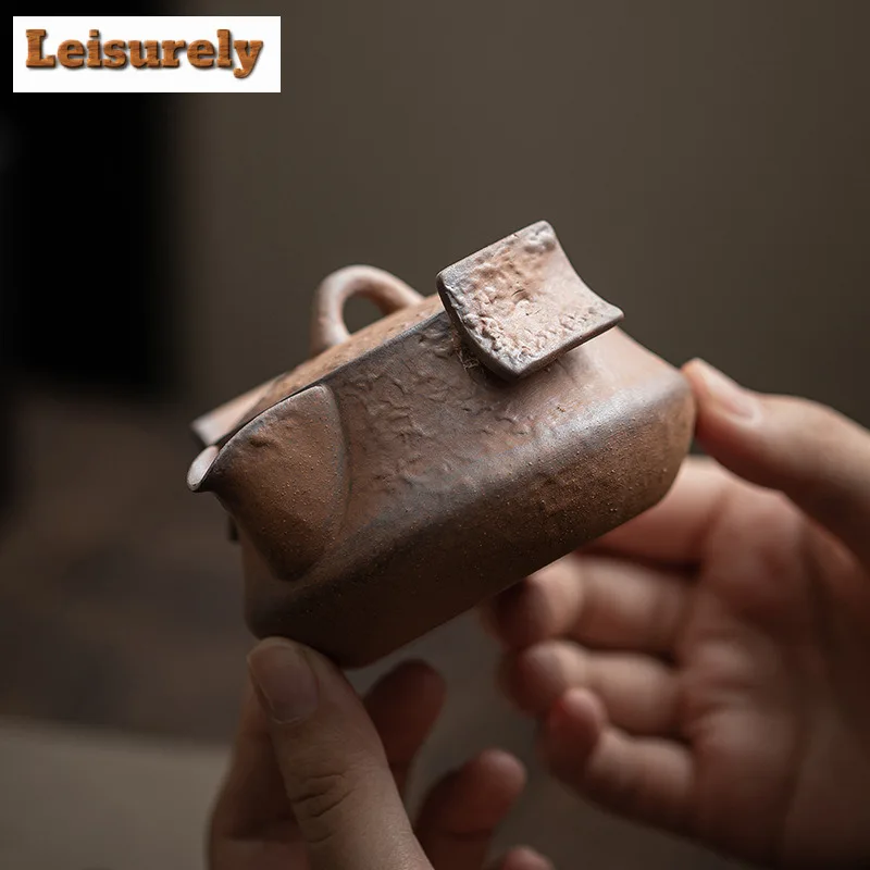 Retro Old Rock Mud Lifting Beam Teapot Boutique Tea Infuser Pot Tea Making Kettle with Ball Hole Tableware Supplies Ornaments
