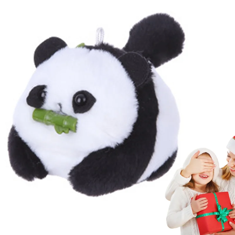

Panda Bear Stuffed Animal Keychain Panda Cub Plush Tail Turning Panda Cub Interactive Plush Toy Soft Cartoon Christmas Plush Toy