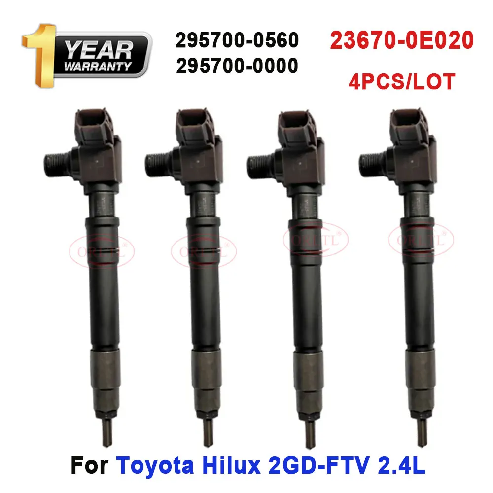 

4PCS 2957000560 236700E020 Diesel Common Rail Fuel Injector 295700-0560 23670-0E020 Fit for Toyota Fortuner Hilux Revo 2.4L 2GD