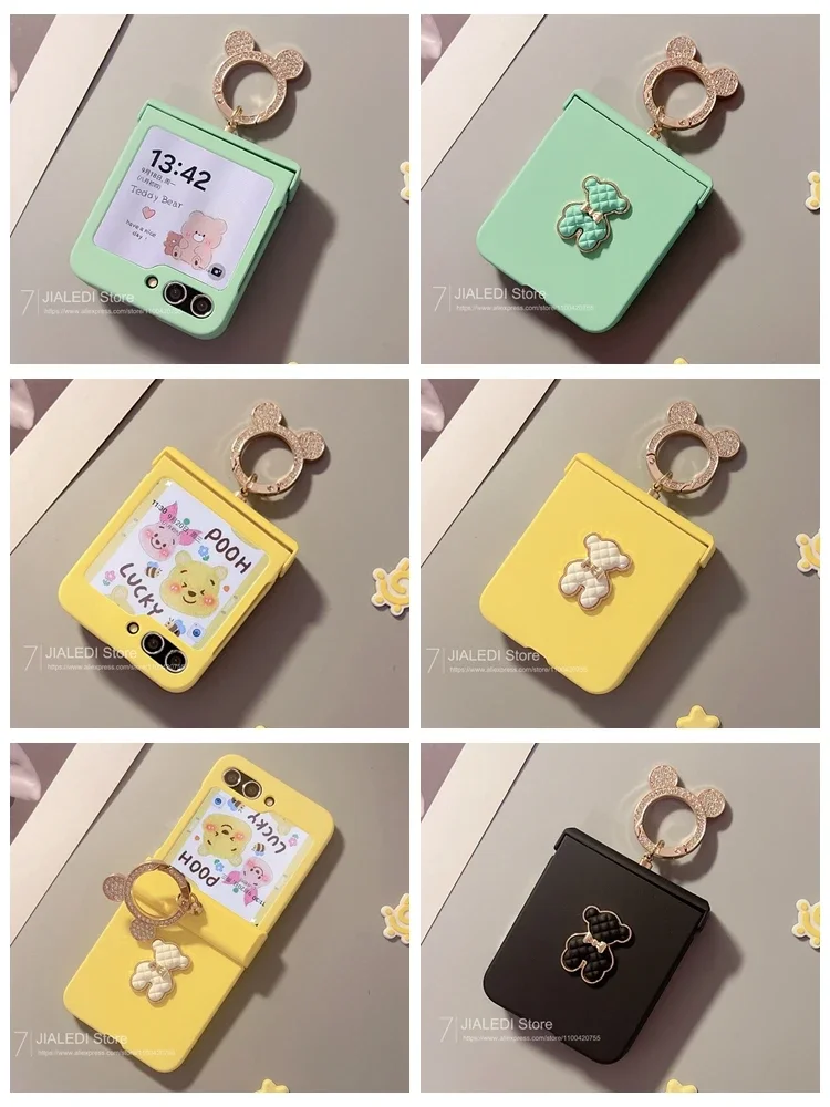 Rhinestone Ring Cute Rabbit Hinge Phone Case Phone Case for Samsung Galaxy Z Flip 3 4 5 6 flip6 7 zflip5 Cover