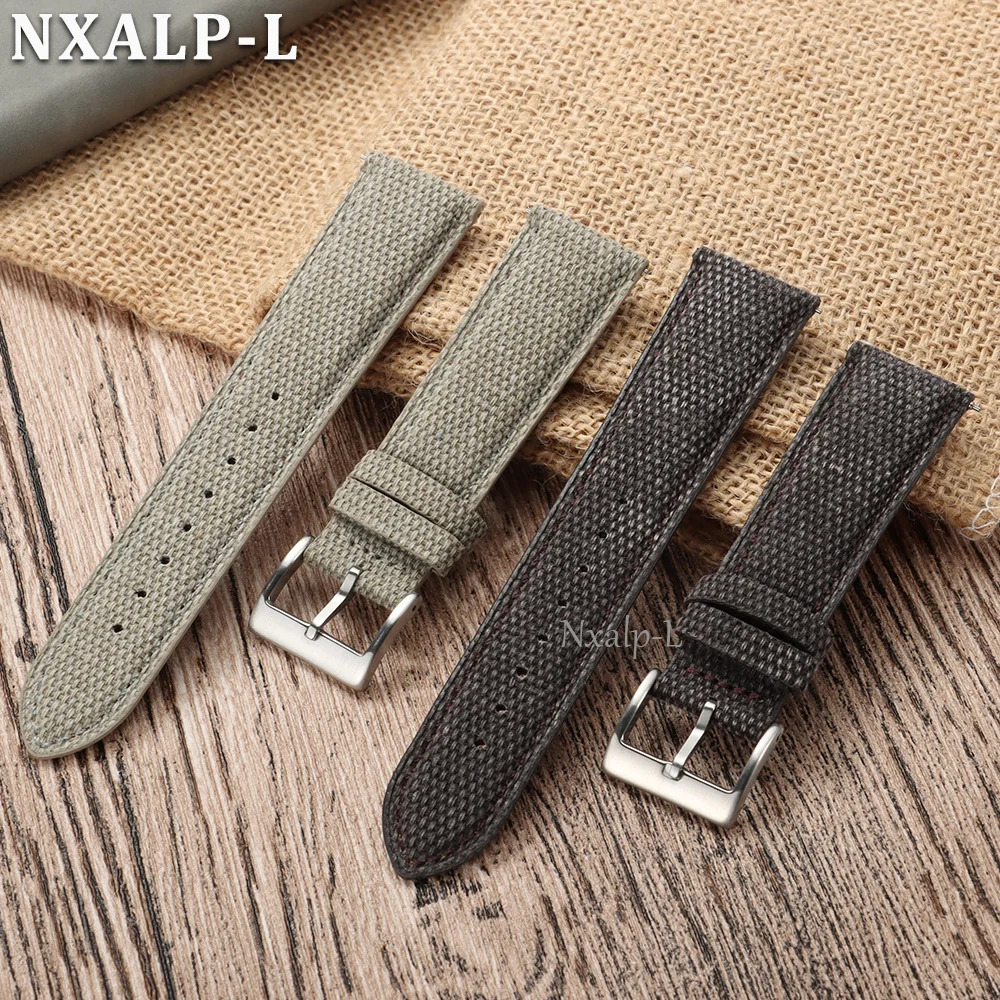 High-Quality Canvas & Leather Watchband with Quick Release - 20mm/22mm