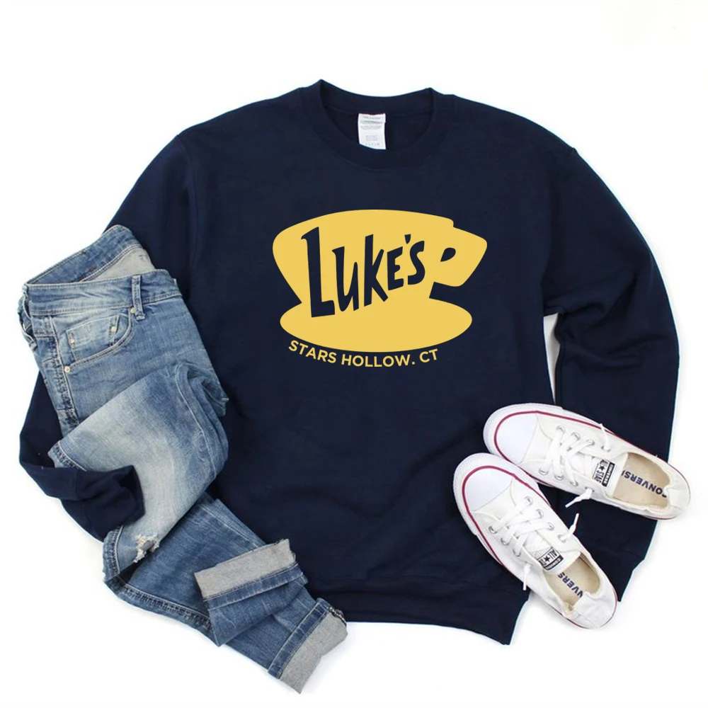 Retro Gilmore Girl Sweatshirt Vintage Lukes Diner Hoodie Star Hollow Pullover Women TV Show Gilmore Girl Crewneck Sweatshirts