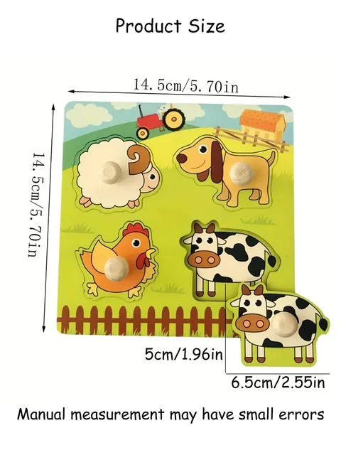 1 Set Shape Matching Farm Animals Puzzle Children's Enlightenment Early Education Cognitive Benefits Intelligence Toys 6