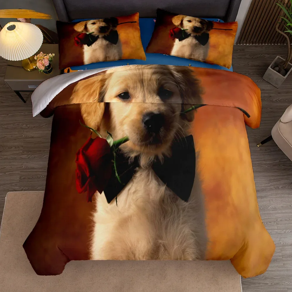 Cloudboi Dog Art Duvet Cover Set King Queen Double Full Twin Single Size Bed Linen Set