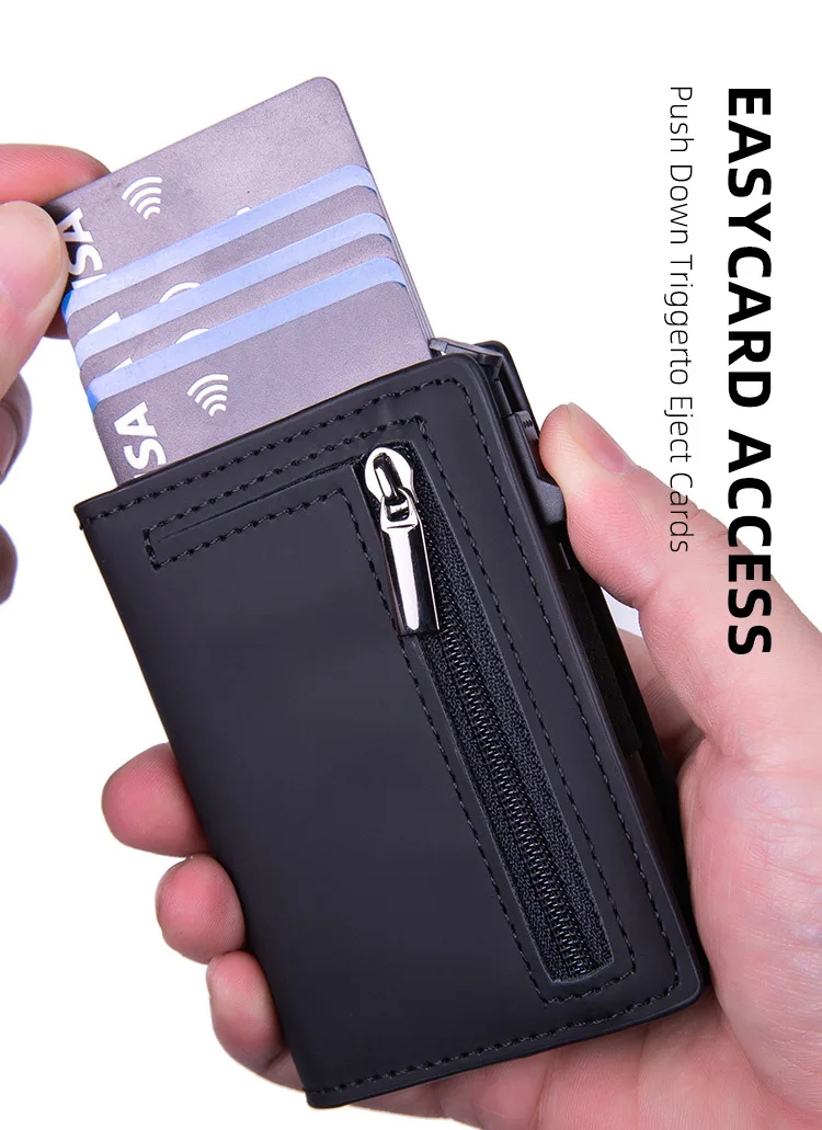 Personalisierter Name, magnetischer Kreditkartenhalter, RFID-blockierend, minimalistisches Pop-up-Portemonnaie, Leder-Bankkartenetui, Geldbörse für Herren – Detail 6