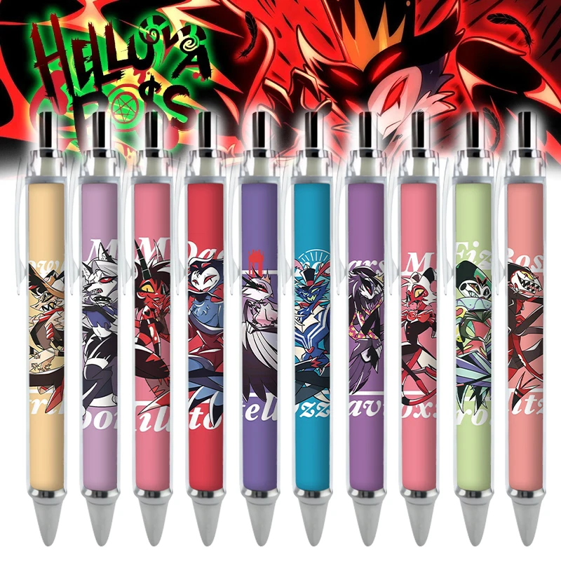 2/4PCS Helluva Boss Gel Pens LMP Loona Millie Ozzie Kawaii Anime Stars Ovtavia Black Refill Stationery Caneta School Supplies loona официальный лайтстик