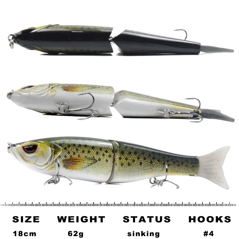 Metal Jointed Lure Big Bait 18cm/62g Minnow Swimbait Artificial