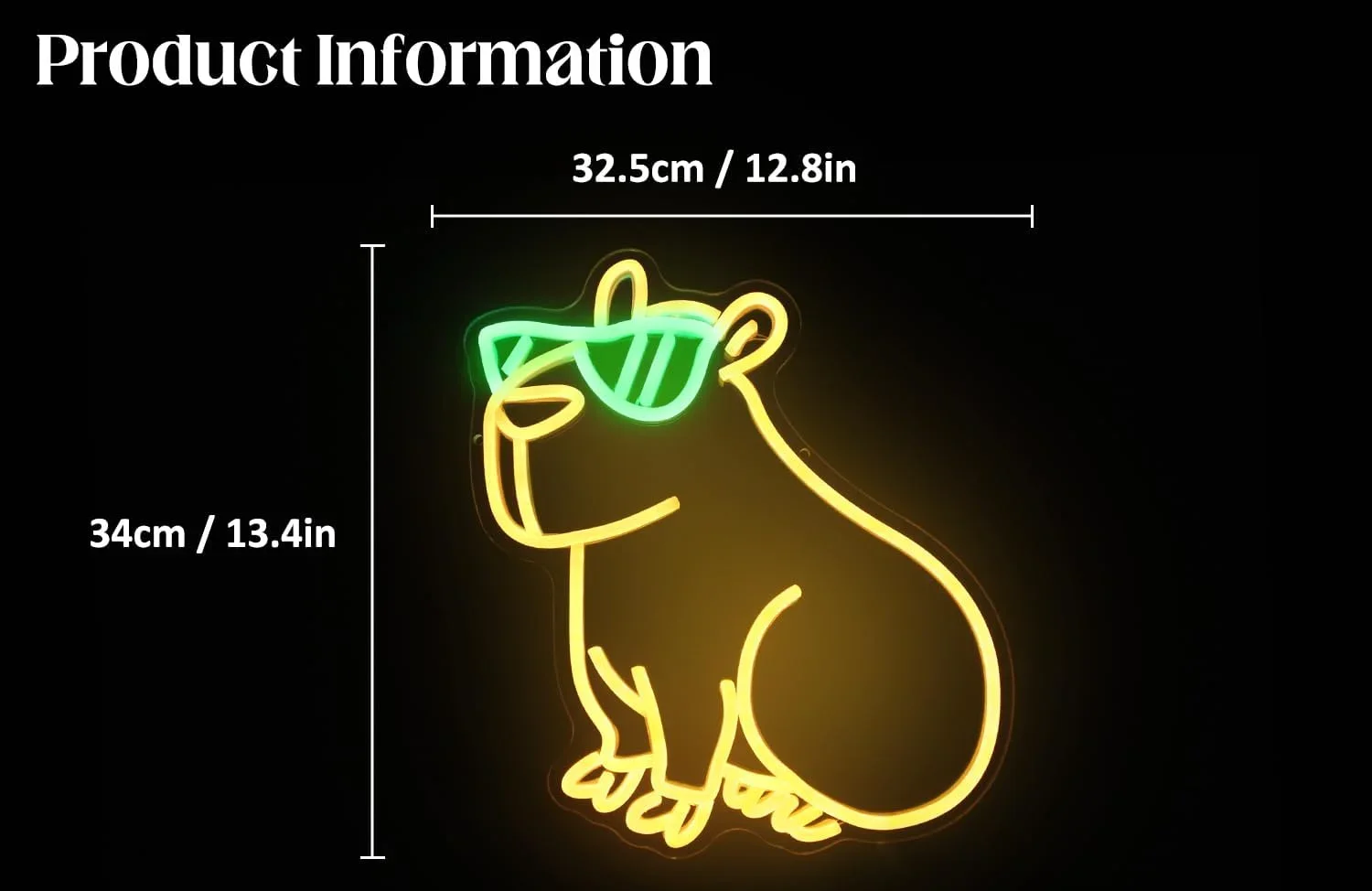 Capybara Neon Sign: O Decoração Perfeita para o Quarto do Meu Filho que  Adora Animais Fofoos com Óculos, image size:1500x974