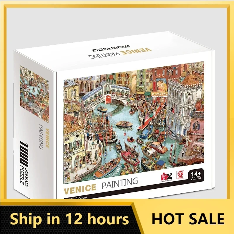 

70*50cm Adult Puzzle 1000 Pieces Paper Jigsaw Puzzles The Venice Famous Painting Series Learning Education Craft Toys Gifts