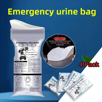 700ML Portable Car Toilet Urine Bag Auto Outdoor Travel Emergency Disposable WC Vomiting Bolsas For Woman Man Children (4 Pack) 1