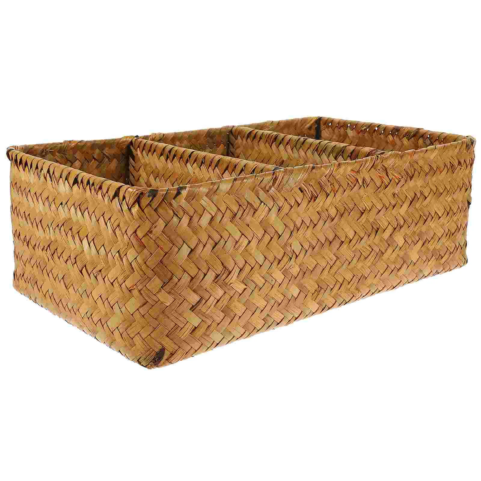 

Multi-function Storage Basket Decorative Woven Desktop Holder Imitation Rattan Home